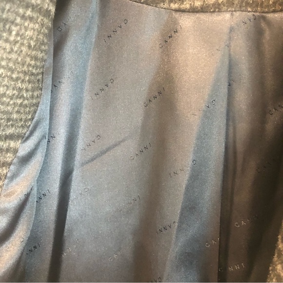 Ganni Woodside Checked Wool Blend Blazer Women’s Grey US 4 Jacket 2 Buttons - Picture 11 of 13